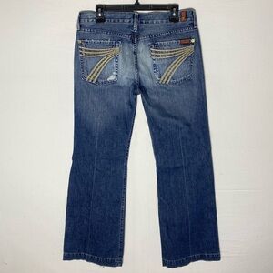 Vintage Y2K 7 For All Mankind Med Wash Low Rise Flare Leg Dojo Jeans 31 Festival